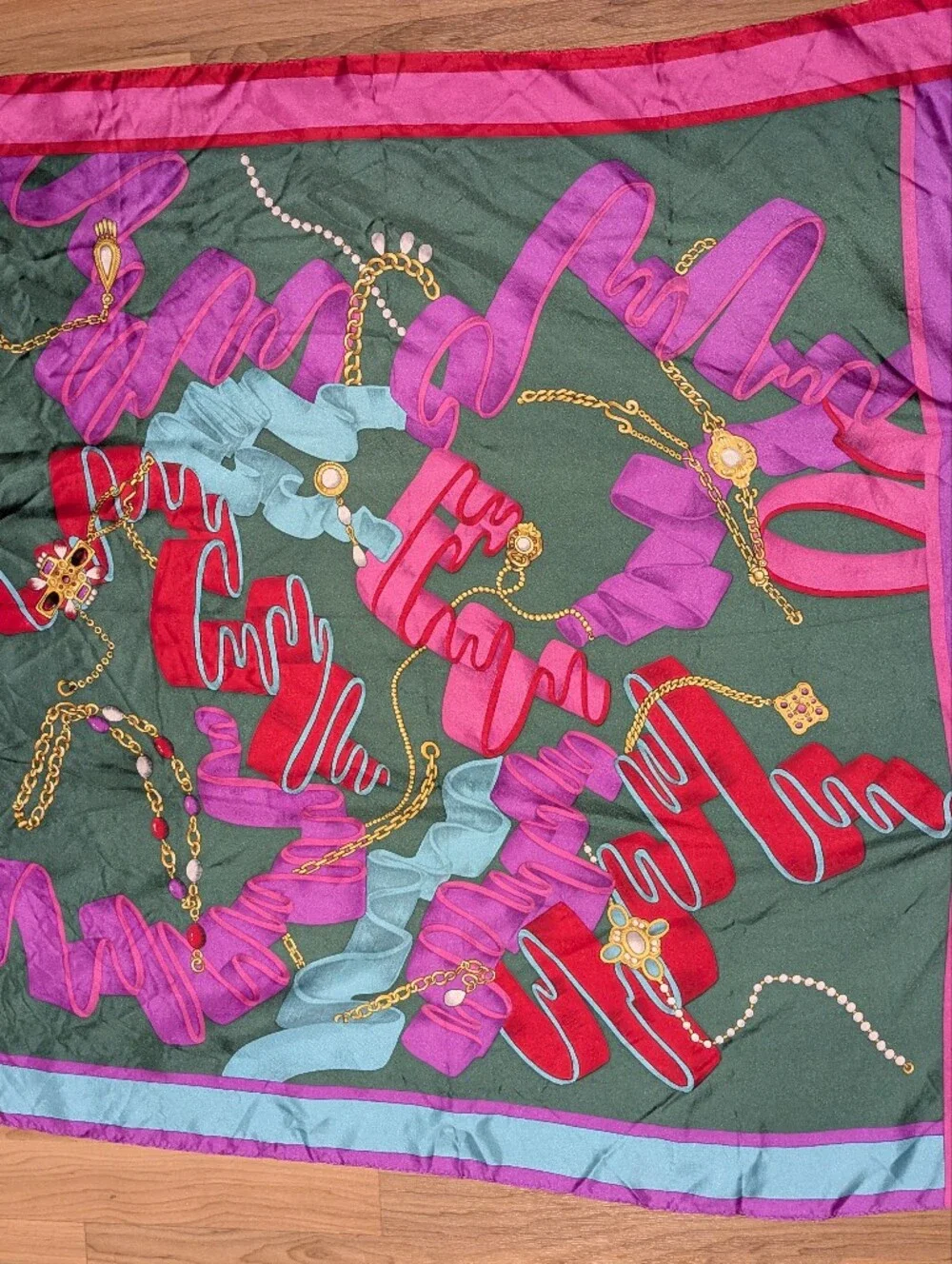 Large Vintage Hiroko Kapp Silk Scarf Vibrant 35in X 35.5 MIJ